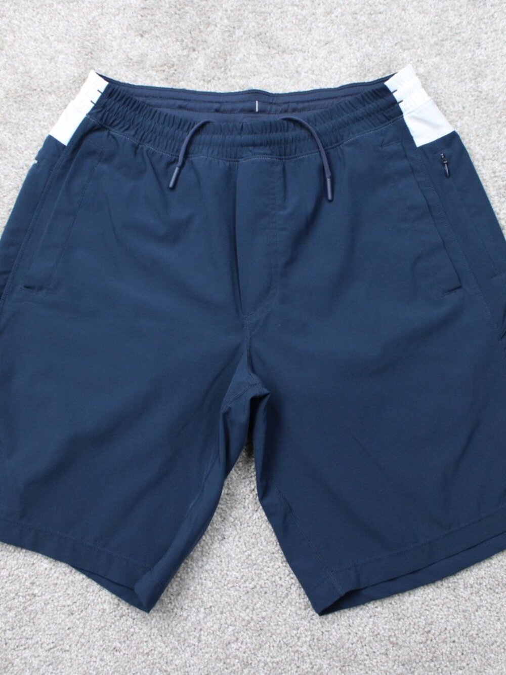 Birddogs Shorts Mens Medium Long Blue/White 9" LIned Poly Stretch Athletic